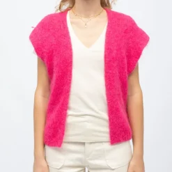 LA PETITE ETOILE Gilet vibrant maille sade Femme ROSE
