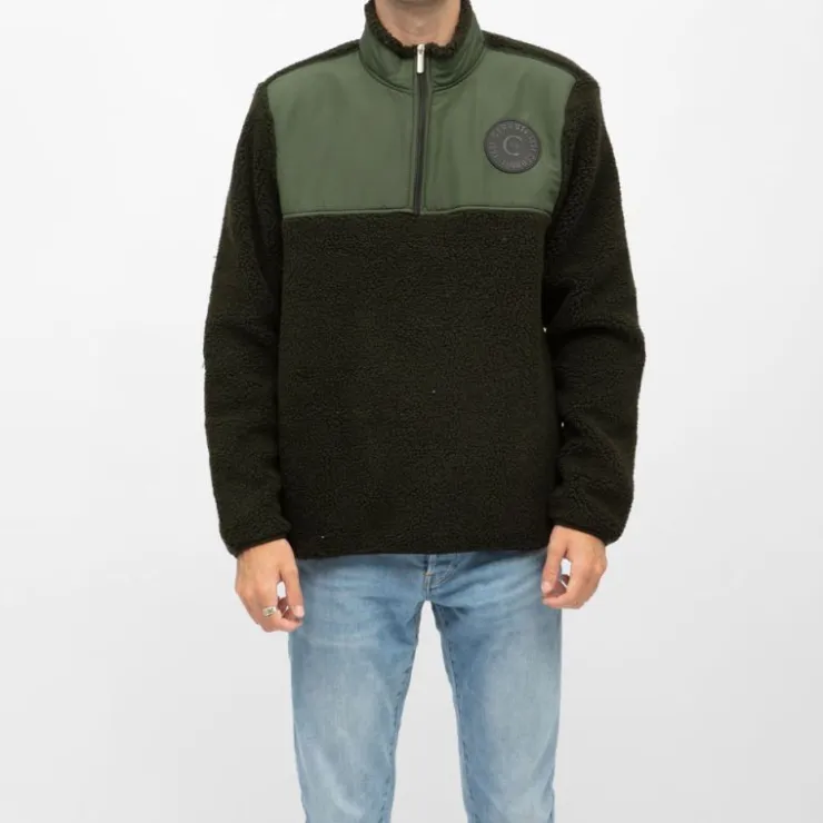 CERRUTI Gilet sherpa frontignan semi zippé Homme KAKI Outlet