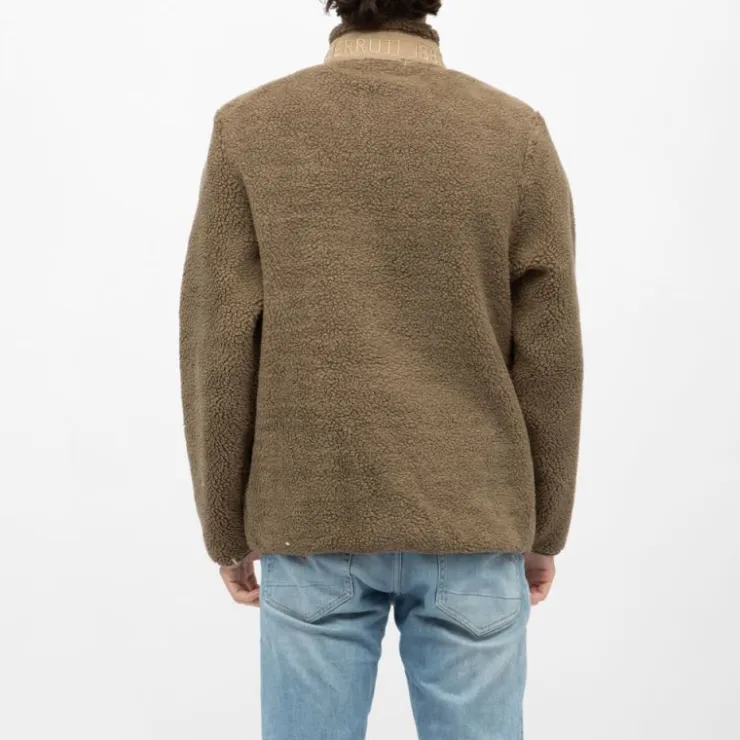 CERRUTI Gilet sherpa frontignan semi zippé Homme MARRON New