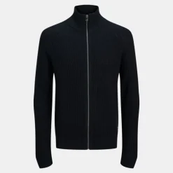 JACK & JONES Gilet zippé en maille tricoté avec col cheminée Homme BLEU FONCE Best