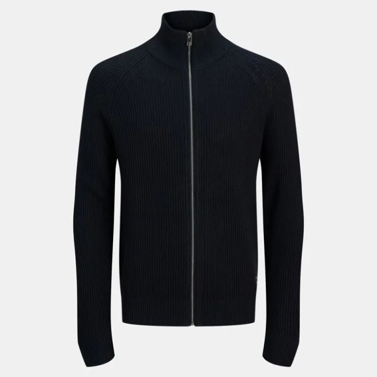 JACK & JONES Gilet zippé en maille tricoté avec col cheminée Homme BLEU FONCE Best