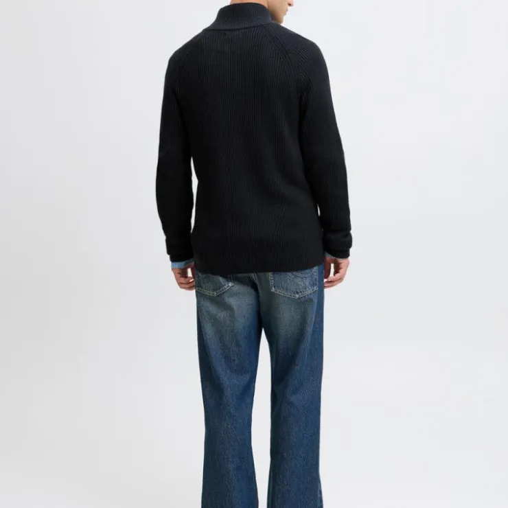 JACK & JONES Gilet zippé en maille tricoté avec col cheminée Homme BLEU FONCE Best