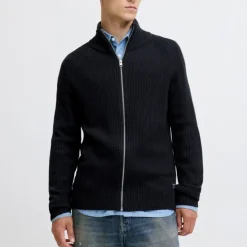 JACK & JONES Gilet zippé en maille tricoté avec col cheminée Homme BLEU FONCE Best