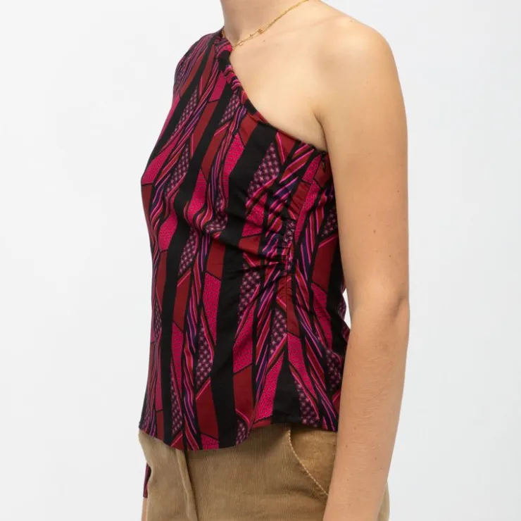 LA PETITE ETOILE Haut asymétrique imprimé cravate tifany Femme NOIR Best