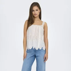 JDY Haut avec broderie anglaise Nomelle black Femme BLANC Discount