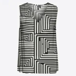 VERO MODA Haut basique imprimé graphique col v Femme NOIR Sale