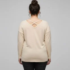 ONLY CARMAKOMA Haut manches longues croisé dans le dos Femme BEIGE