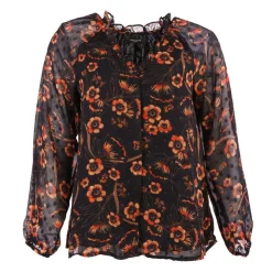 DEELUXE 74 Haut blouse carlina imprimée et rouge Femme NOIR Hot