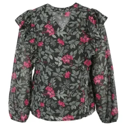 DEELUXE 74 Haut blouss liouba imprimée fleurs Femme NOIR Discount