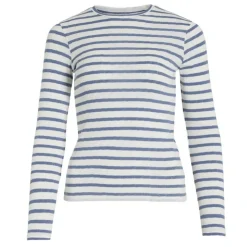 VILA Haut col ras de cou Vivally marinière coton Femme BLEU Clearance