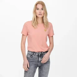 ONLY Haut col rond broderie cœur irisée Femme ROSE Online