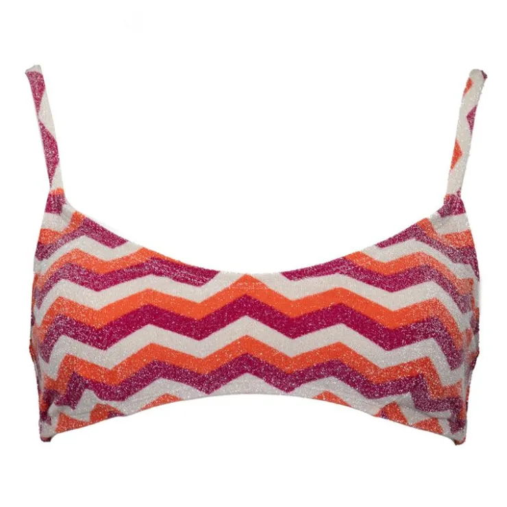 DEELUXE 74 Haut de maillot brassière tissu pailleté rouge corail à motif Femme ORANGE
