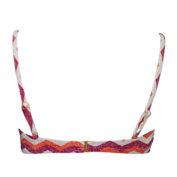 DEELUXE 74 Haut de maillot brassière tissu pailleté rouge corail à motif Femme ORANGE