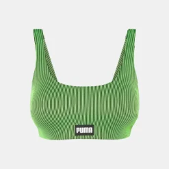 PUMA Haut de maillot de bain green black brassière à rayures fluo Femme VERT Discount