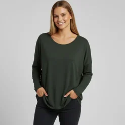 JDY Haut fluide manches longues col rond Femme KAKI Discount