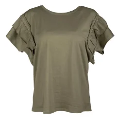 DEELUXE 74 Haut manches courtes à volants Femme KAKI Best