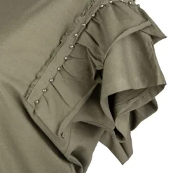 DEELUXE 74 Haut manches courtes à volants Femme KAKI Best