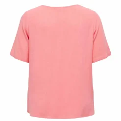 ONLY CARMAKOMA Haut manches courtes col v uni droit Femme ROSE Discount