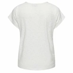 ONLY CARMAKOMA Haut manches courtes col rond détails broderie Femme BLANC ECRU Clearance