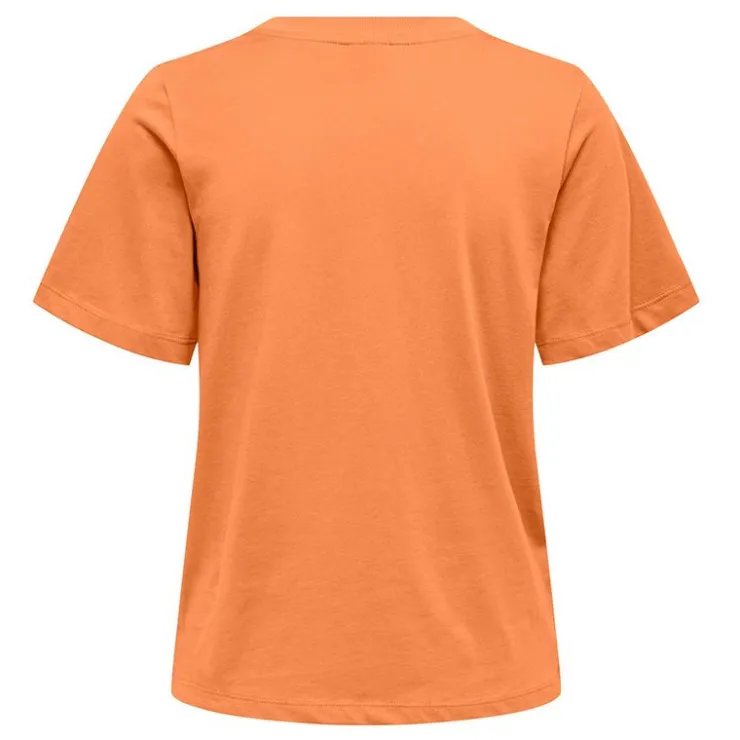 JDY Haut manches courtes Pisa col rond 100% coton cloud dancer Femme ORANGE New