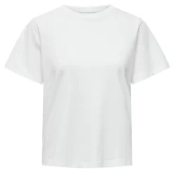 JDY Haut manches courtes Pisa col rond 100% coton cloud dancer Femme BLANC