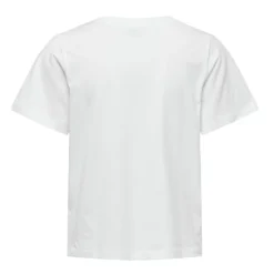 JDY Haut manches courtes Pisa col rond 100% coton cloud dancer Femme BLANC