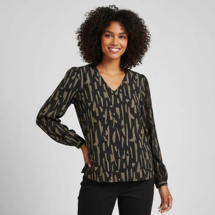 JDY Haut manches longues col v regular fit Divya sanshelle Femme MARRON Hot