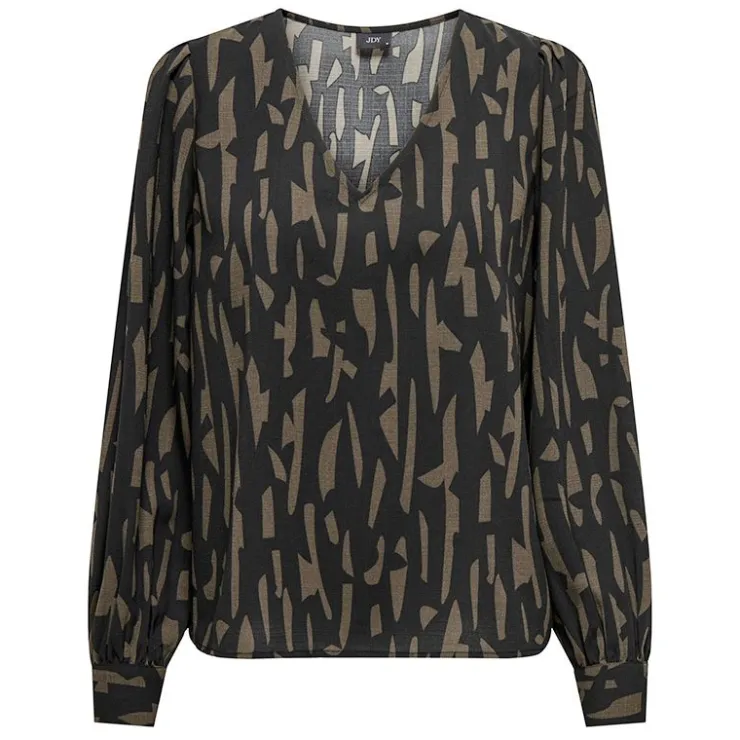 JDY Haut manches longues col v regular fit Divya sanshelle Femme MARRON Hot