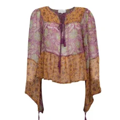 ANTIK BATIK Haut manches longues loah transparent à fleurs Femme ROSE