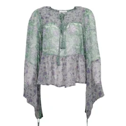 ANTIK BATIK Haut manches longues loah transparent à fleurs Femme VERT CLAIR Best