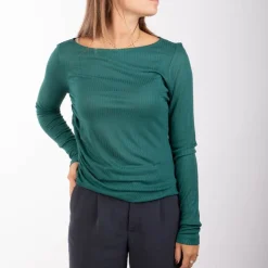 ONLY Haut manches longues transparent à plis henriette bayberry Femme VERT FONCE Online