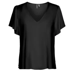 VERO MODA Haut fluide manches courtes à volants Femme NOIR Best