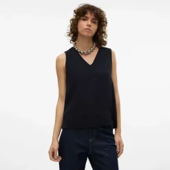 VERO MODA Haut sans manches avec col en v Femme NOIR Outlet