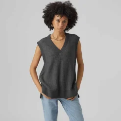 VERO MODA Haut sans manche col V fluide femme GRIS