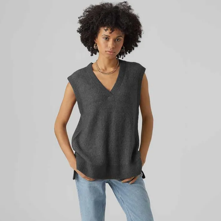 VERO MODA Haut sans manche col V fluide femme GRIS
