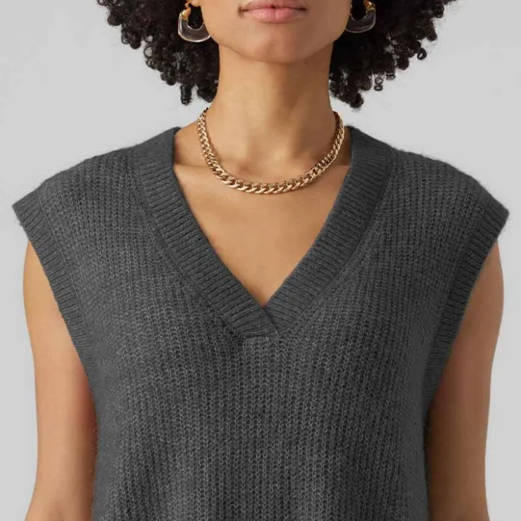 VERO MODA Haut sans manche col V fluide femme GRIS