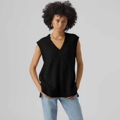 VERO MODA Haut sans manche col V fluide femme NOIR Discount