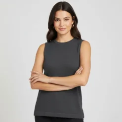VERO MODA Haut sans manches col rond Femme GRIS Discount