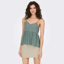 JDY Haut sans manches col v ajouré trapèze uni Femme VERT CLAIR Online