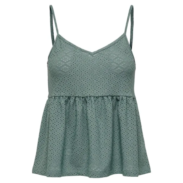 JDY Haut sans manches col v ajouré trapèze uni Femme VERT CLAIR Online