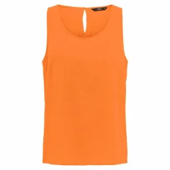 ONLY Haut sans manches droit col rond bouton au dos Femme ORANGE Hot