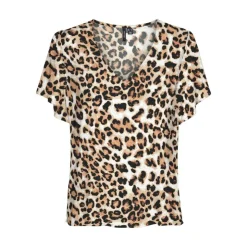 VERO MODA Haut tan à motif léopard manches courtes Femme MARRON Sale