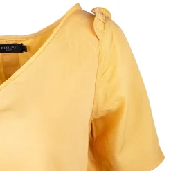 DEELUXE 74 Haut uni col V volants épaules Femme JAUNE Discount