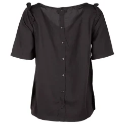 DEELUXE 74 Haut uni col V volants épaules Femme NOIR New