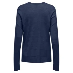 ONLY Haut vienna manches longues en maille col V Femme BLEU FONCE Discount