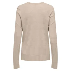ONLY Haut vienna manches longues en maille col V Femme BEIGE New