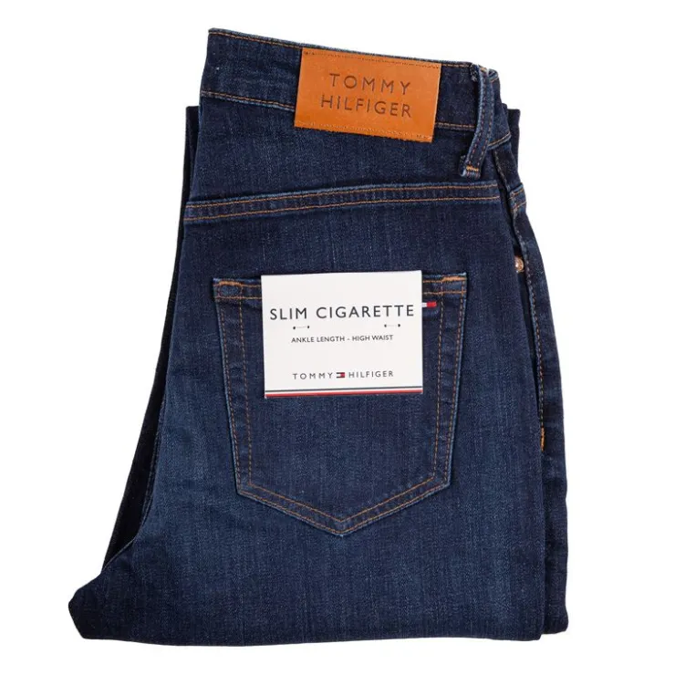 TOMMY HILFIGER Jean brut slim cigarette taille haute Femme BLEU FONCE Discount