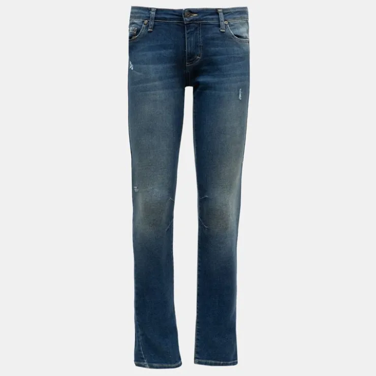 PLEASE Jean denim brut délavé taille basse Femme BLEU Hot