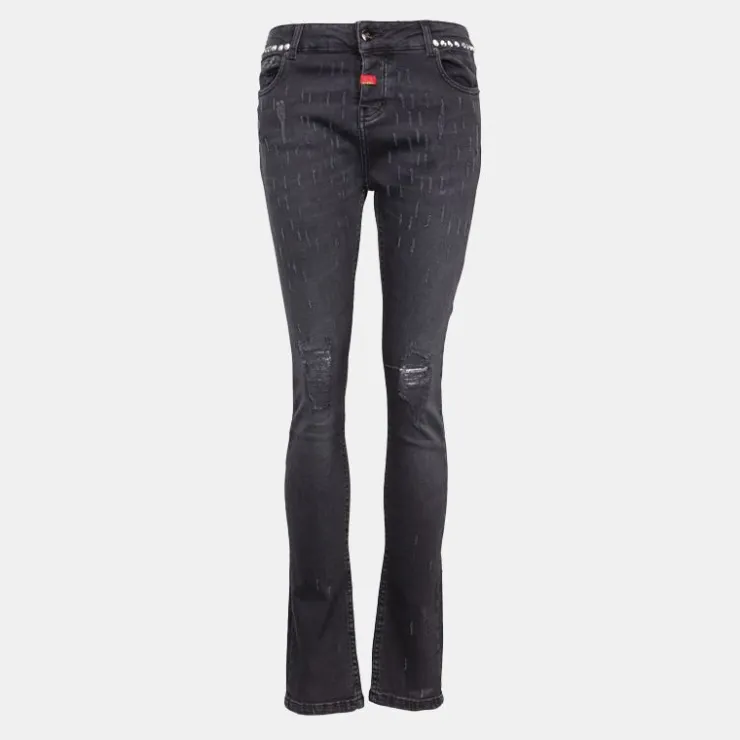 THE NEW DESIGNERS Jean gris à strass Femme NOIR Discount