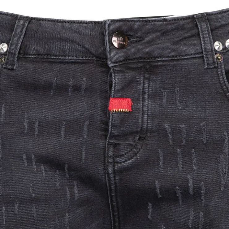 THE NEW DESIGNERS Jean gris à strass Femme NOIR Discount